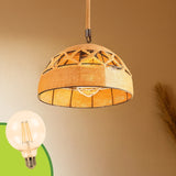 LÁMPARA COLGANTE ARTESANAL AITANA + FOCO LED G95 FILAMENTO ÁMBAR 4W 2700K LUZ CÁLIDA