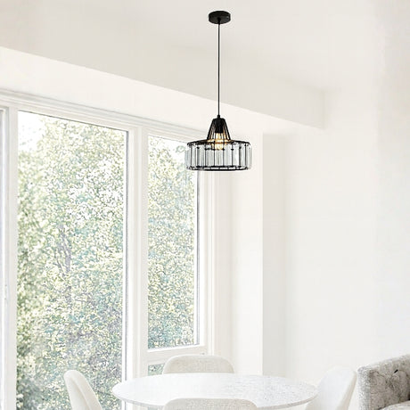LÁMPARA COLGANTE KRYSTAL SAMANTA BLACK + FOCO LED 12W LUZ CÁLIDA