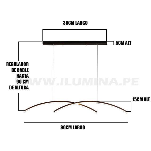 LÁMPARA COLGANTE VENECIA BLACK LED + CONTROL REMOTO