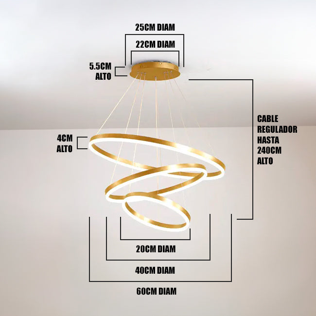 LÁMPARA COLGANTE LED SHANTALE GOLD + CONTROL REMOTO