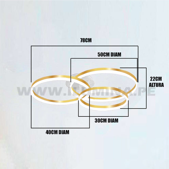 LÁMPARA DE TECHO VALERIA GOLD LED 75W + CONTROL REMOTO