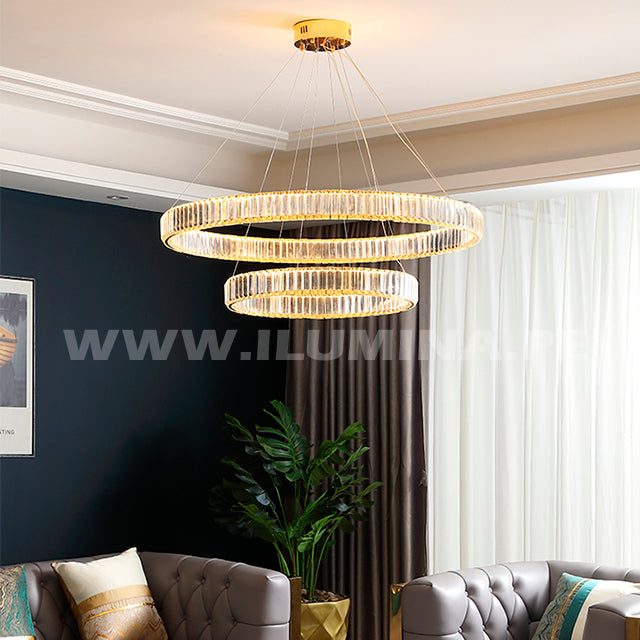 LÁMPARA COLGANTE LED ATLANTA KRYSTAL GOLD 82W + CONTROL REMOTO – i-Lumina