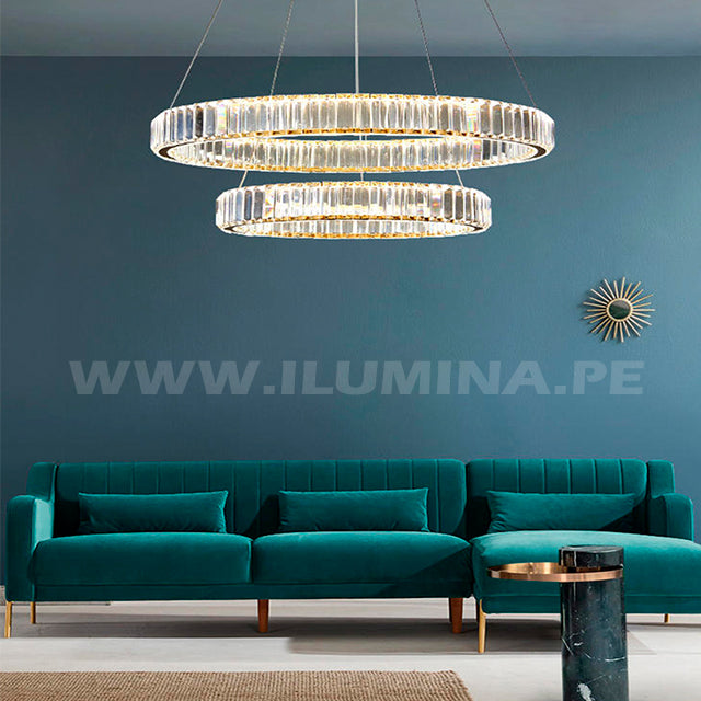 LÁMPARA COLGANTE LED ATLANTA KRYSTAL GOLD 82W + CONTROL REMOTO – i-Lumina