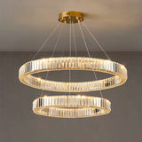 LÁMPARA COLGANTE LED ATLANTA KRYSTAL GOLD 82W + CONTROL REMOTO