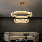 LÁMPARA COLGANTE LED ATLANTA KRYSTAL GOLD 82W + CONTROL REMOTO