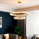 LÁMPARA COLGANTE LED ATLANTA KRYSTAL GOLD 82W + CONTROL REMOTO