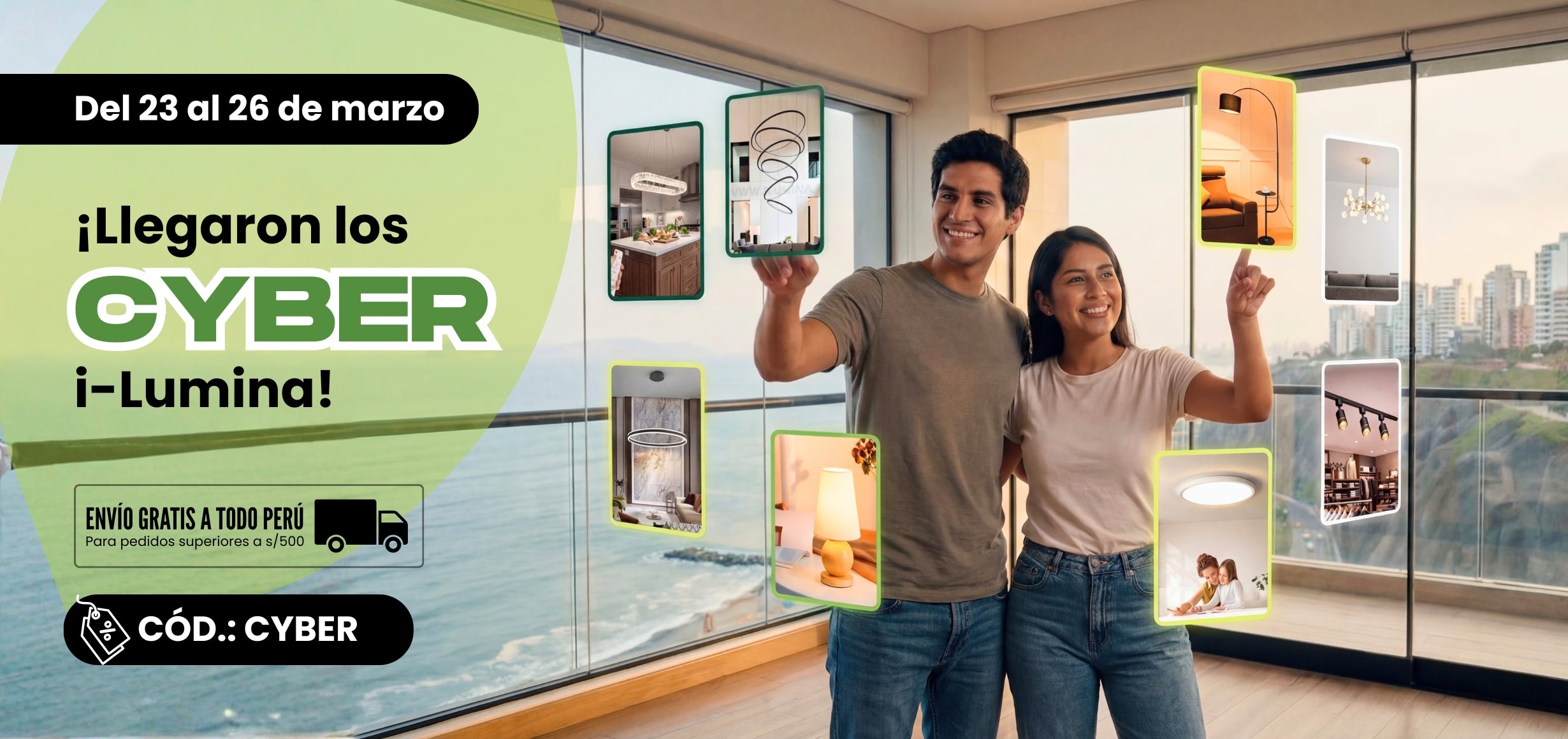Cyber ilumina del 23 al 26 de marzo. Descuento en Lámparas, focos LED e iluminación moderna.