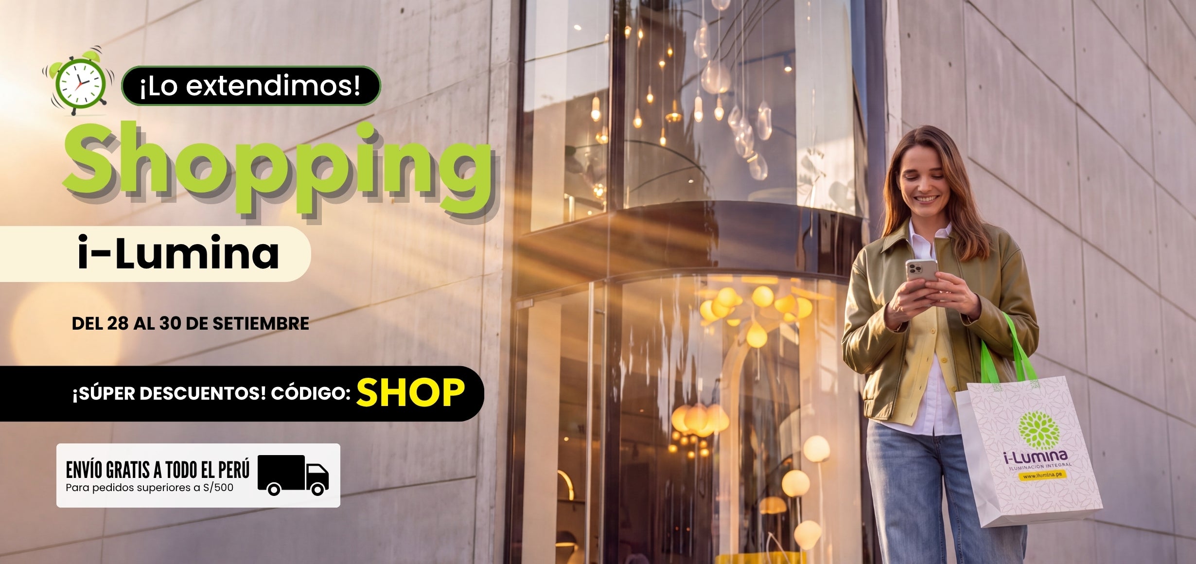 Shopping i-Lumina hasta el 30 de setiembre: súper descuentos en lámparas con el código SHOP, exclusivo online en ilumina.pe