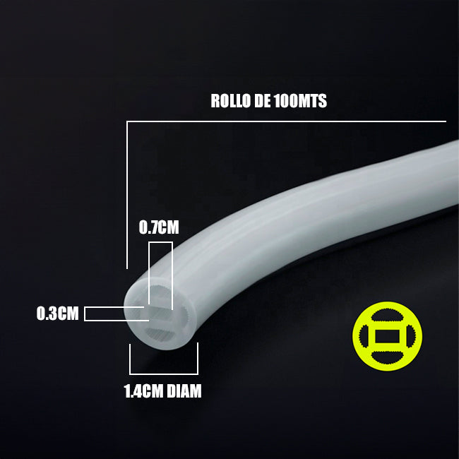 POR METROS - PERFIL TUBO FLEX DE SILICONA 14MM PARA CINTA LED