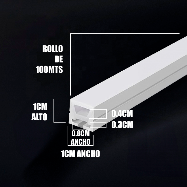 POR METROS - PERFIL FLEX DE SILICONA C1010-1 EMPOTRABLE 10MM PARA CINTA LED