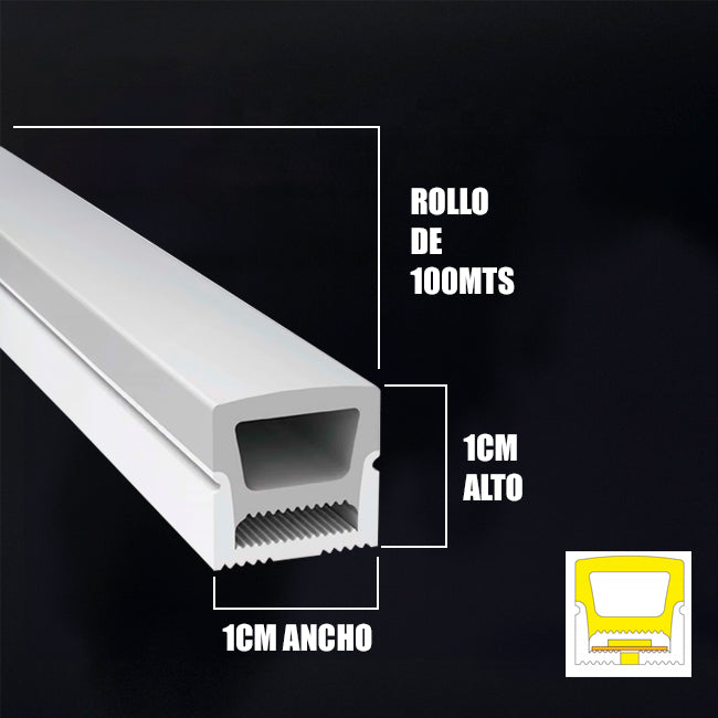 POR METROS - PERFIL FLEX DE SILICONA C1010-3 EMPOTRABLE 10MM PARA CINTA LED