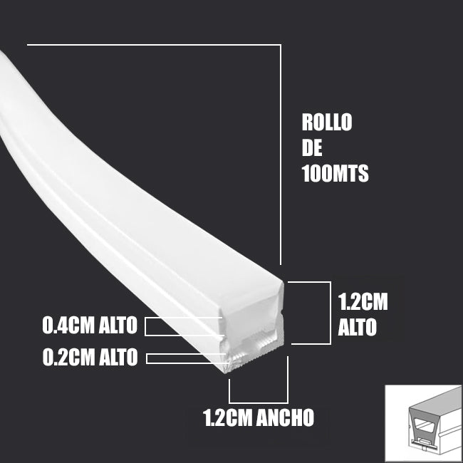 POR METROS - PERFIL FLEX DE SILICONA C1212-1 EMPOTRABLE 12MM PARA CINTA LED