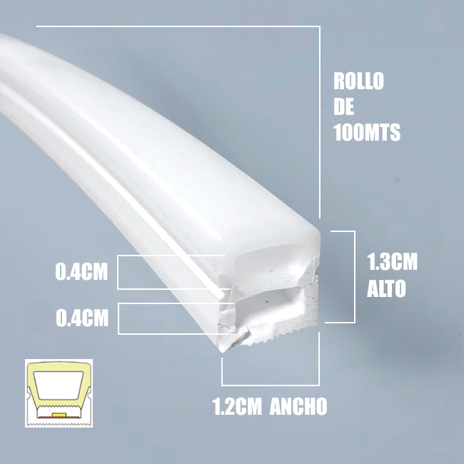 POR METROS - PERFIL FLEX DE SILICONA C1212-3 EMPOTRABLE 14MM PARA CINTA LED