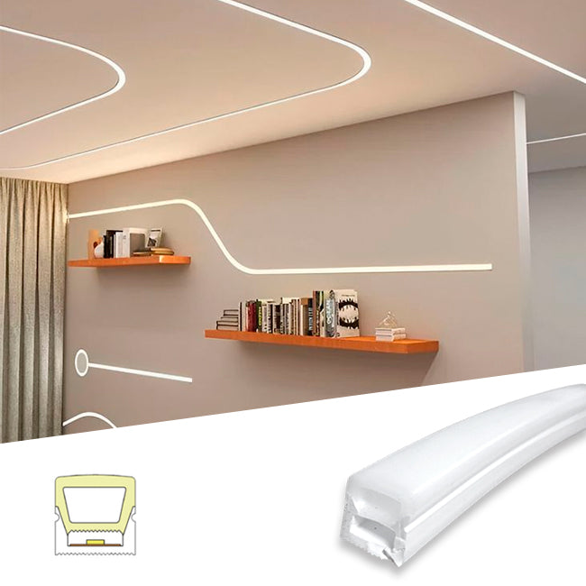 POR METROS - PERFIL FLEX DE SILICONA C1212-3 EMPOTRABLE 14MM PARA CINTA LED