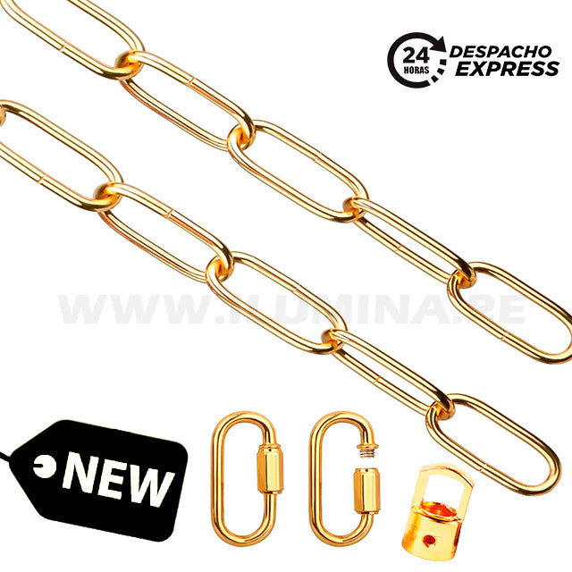 CADENA DORADO BRILLANTE PARA LÁMPARA + ACCESORIOS