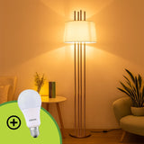 LÁMPARA DE PIE ABIGAIL GOLD LED + FOCO LED 12W LUZ CÁLIDA