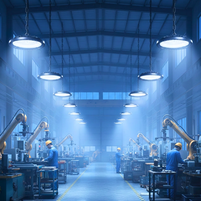 LÁMPARA COLGANTE LED INDUSTRIAL HIGH BAY UFO BLACK 150W PROFESSIONAL SLIM LUZ BLANCA