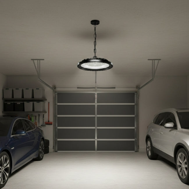 LÁMPARA COLGANTE LED INDUSTRIAL HIGH BAY UFO BLACK 150W PROFESSIONAL SLIM LUZ INTERMEDIA