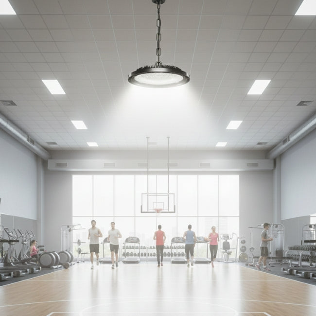 LÁMPARA COLGANTE LED INDUSTRIAL HIGH BAY UFO BLACK 150W PROFESSIONAL SLIM LUZ INTERMEDIA