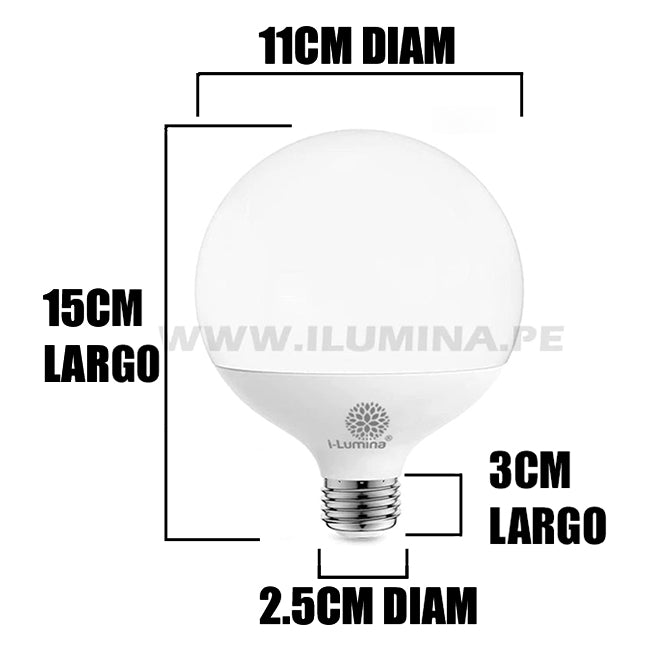 FOCO LED TIPO GLOBO G120 18W E27 6000K LUZ BLANCA ILUMINA