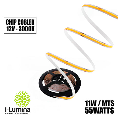 CINTA COB LED FLEX 55W LUZ CÁLIDA 3000K COB - 5MTS MARCA ILUMINA