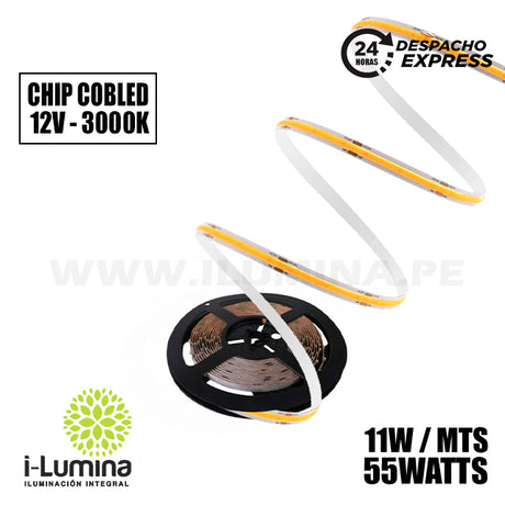 CINTA COB LED FLEX 55W LUZ CÁLIDA 3000K COB - 5MTS MARCA ILUMINA