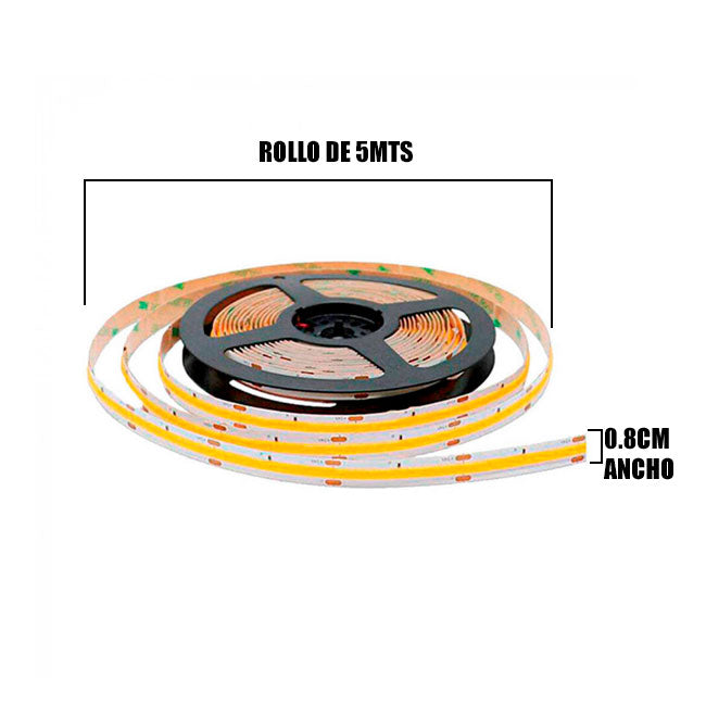 SET COMPLETO - CINTA COB LED FLEX 55W LUZ BLANCA 6000K COB - 5MTS MARCA ILUMINA + TRANSFORMADOR 100W