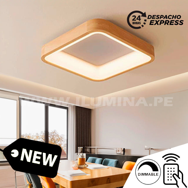 LÁMPARA DE TECHO PAOLA BOX WOOD LED 73W + CONTROL REMOTO