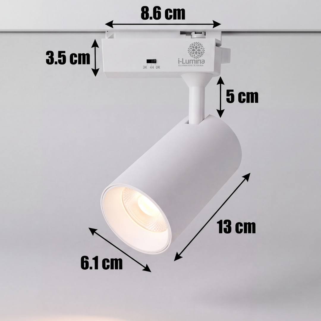 SPOT LED 220V PARA RIEL TRIXY WHITE 20W CCT 03 TONOS TRICOLOR DIRIGIBLE - RIEL NO INCLUIDO