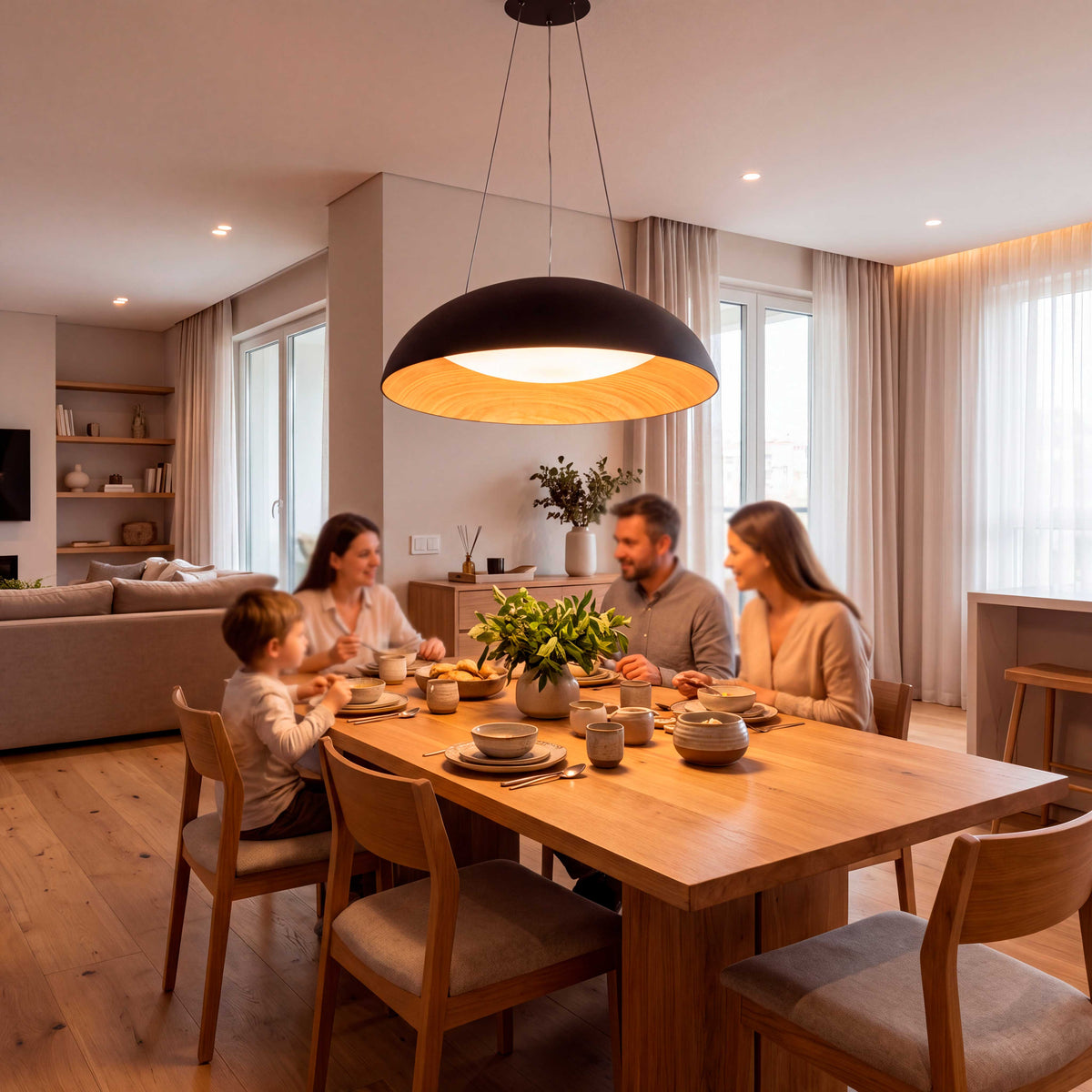 LÁMPARA COLGANTE LED TECA BLACK WOOD + CONTROL REMOTO