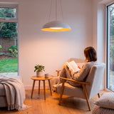 LÁMPARA COLGANTE LED TECA WHITE WOOD + CONTROL REMOTO