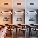 LÁMPARA COLGANTE LED ELARA COFFEE + CONTROL REMOTO