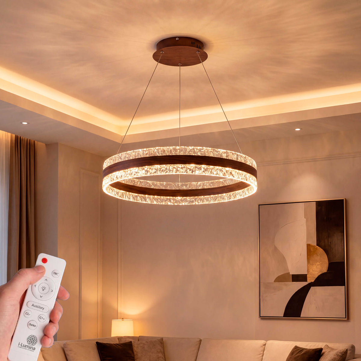 LÁMPARA COLGANTE LED ELARA COFFEE + CONTROL REMOTO