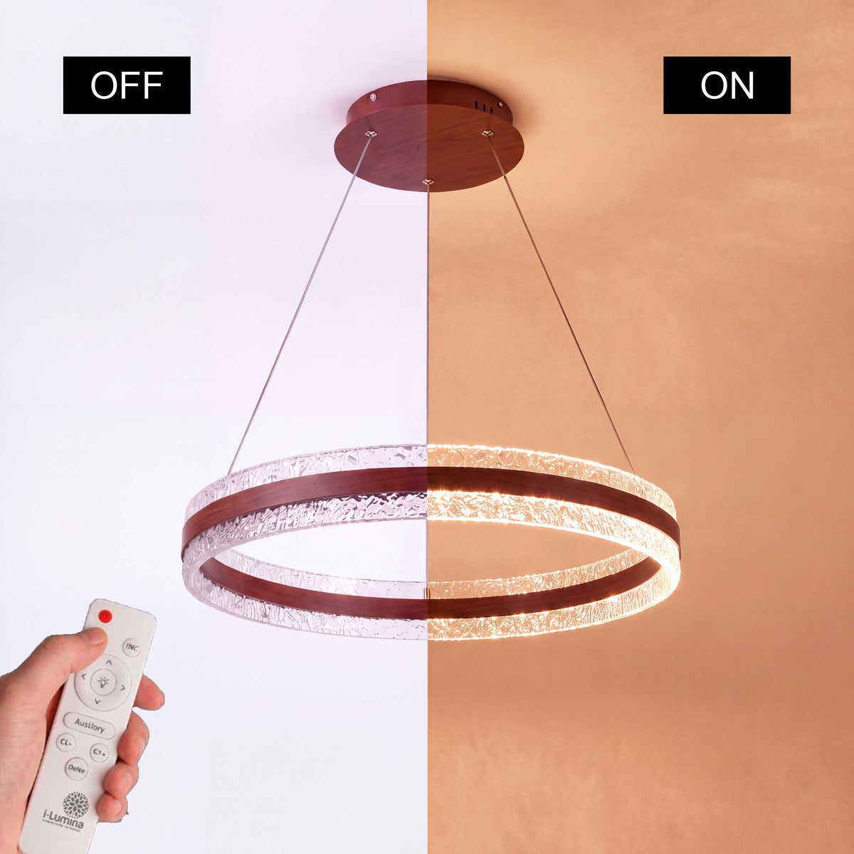 LÁMPARA COLGANTE LED ELARA COFFEE + CONTROL REMOTO