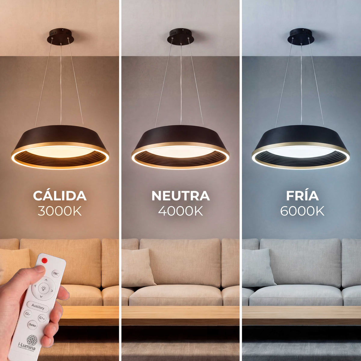 LÁMPARA COLGANTE LED SIENA BLACK GOLD + CONTROL REMOTO