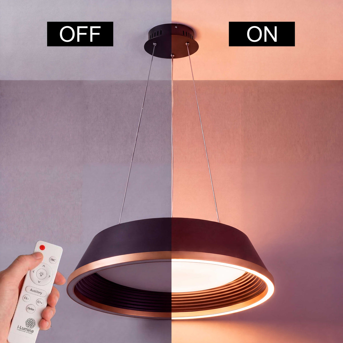 LÁMPARA COLGANTE LED SIENA BLACK GOLD + CONTROL REMOTO