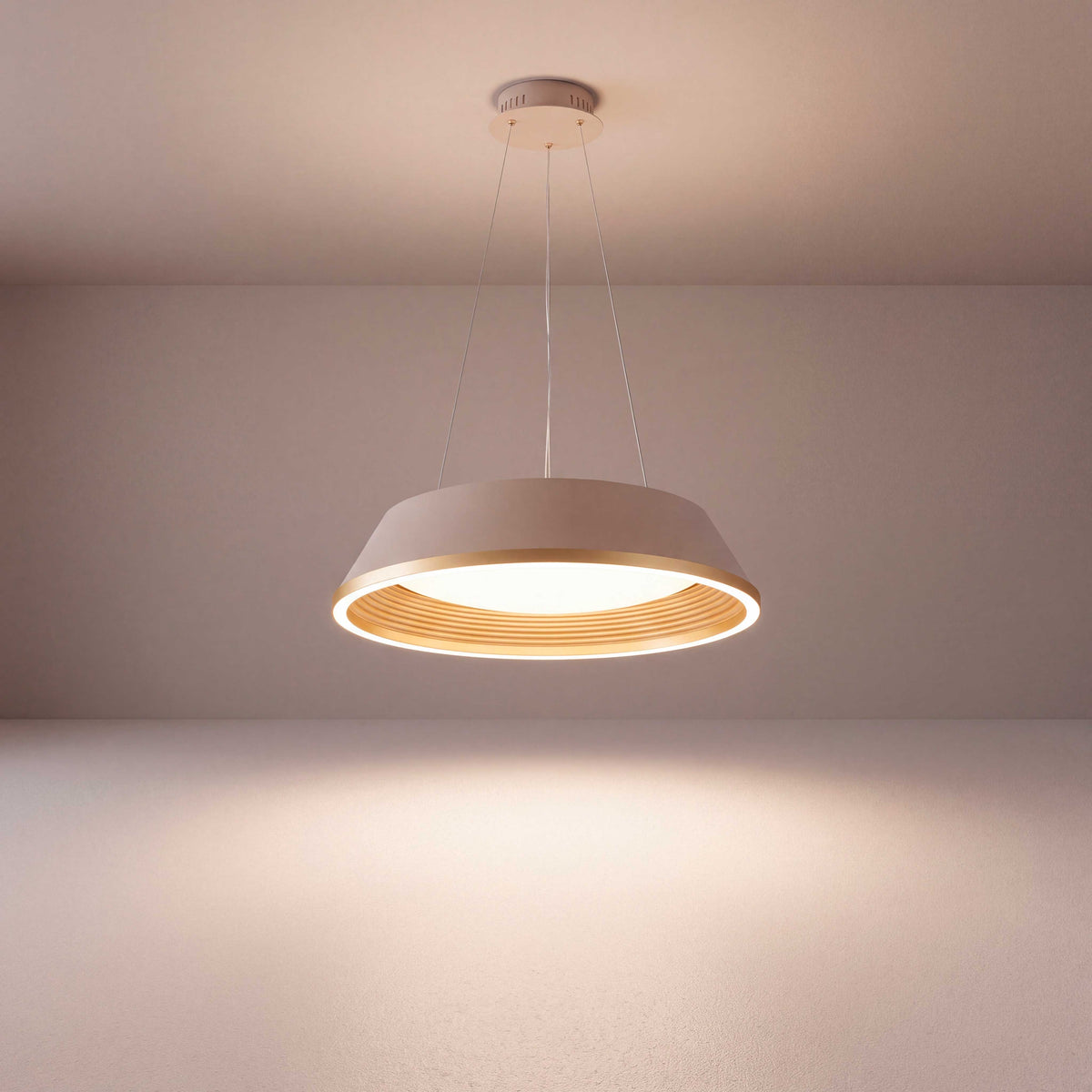 LÁMPARA COLGANTE LED SIENA CAPPUCCINO GOLD + CONTROL REMOTO