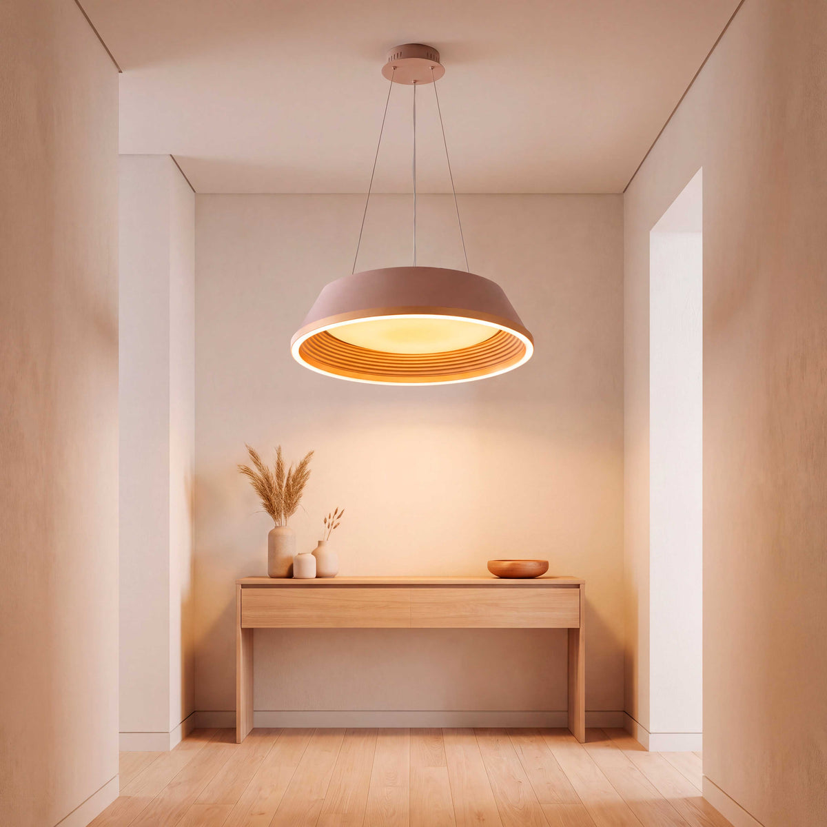 LÁMPARA COLGANTE LED SIENA CAPPUCCINO GOLD + CONTROL REMOTO