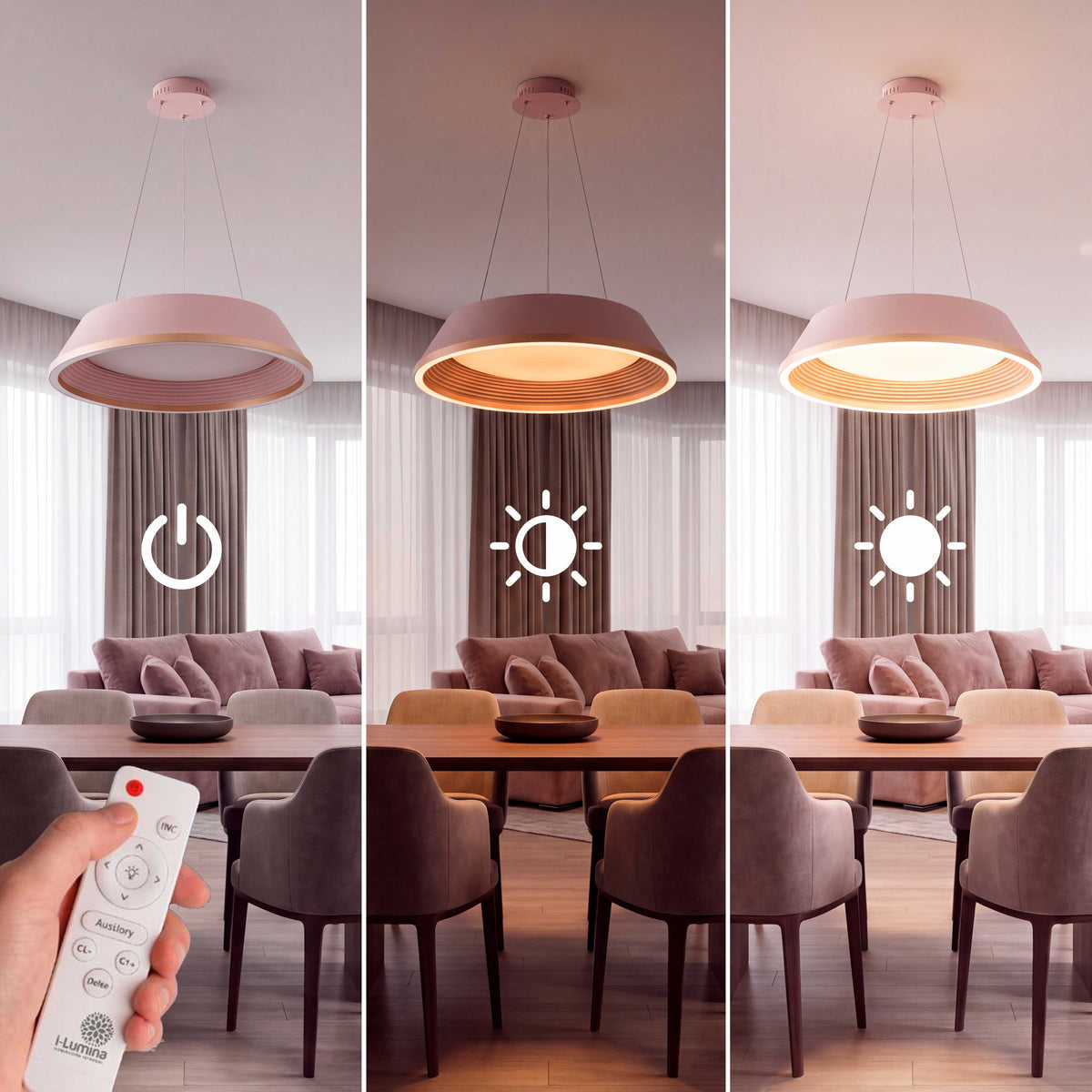 LÁMPARA COLGANTE LED SIENA CAPPUCCINO GOLD + CONTROL REMOTO