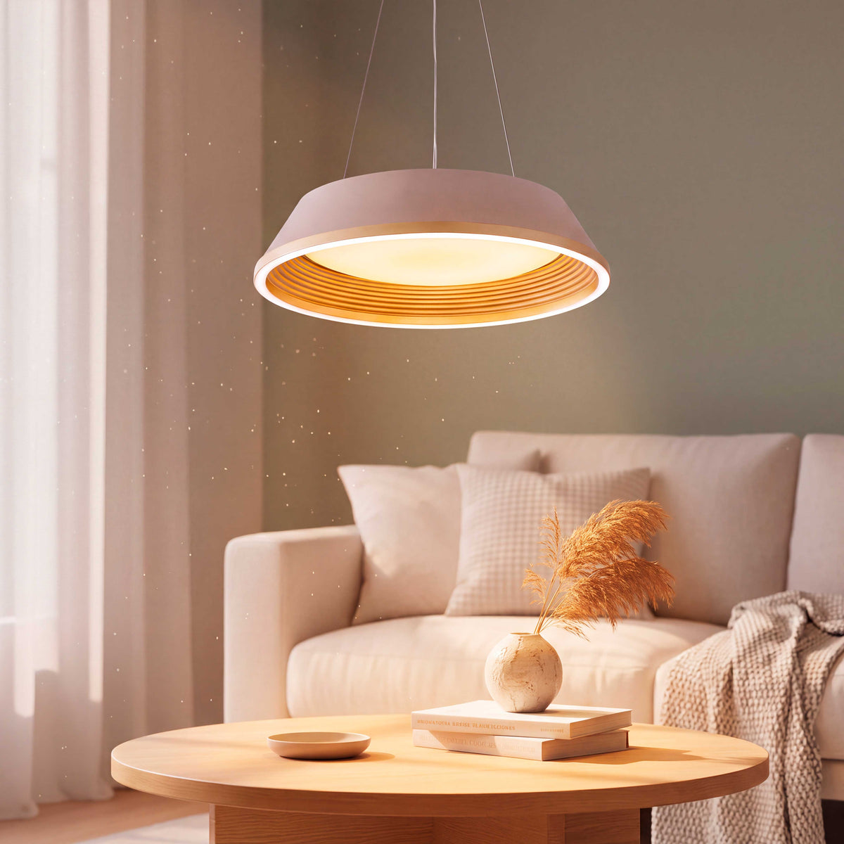 LÁMPARA COLGANTE LED SIENA CAPPUCCINO GOLD + CONTROL REMOTO