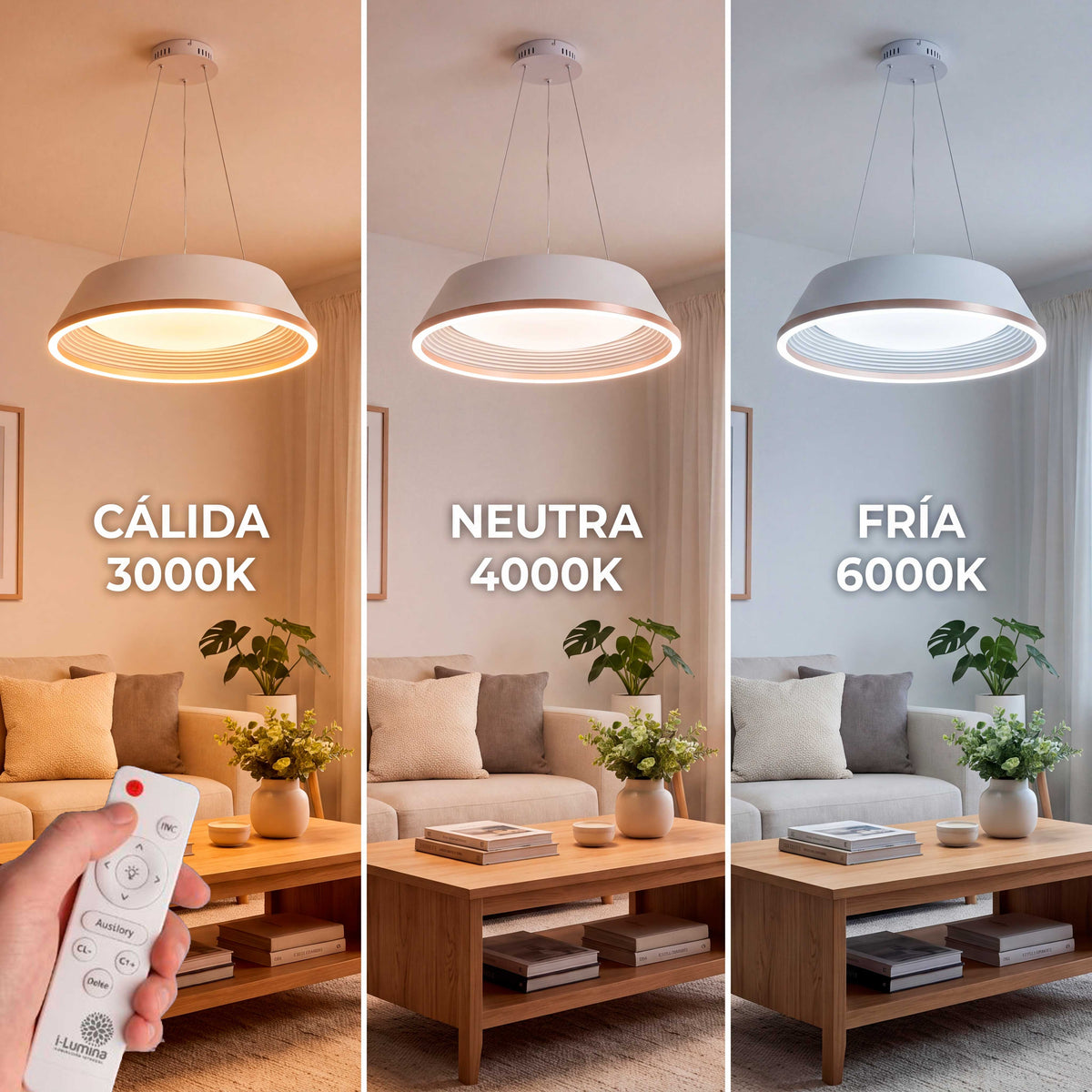 LÁMPARA COLGANTE LED SIENA WHITE GOLD + CONTROL REMOTO