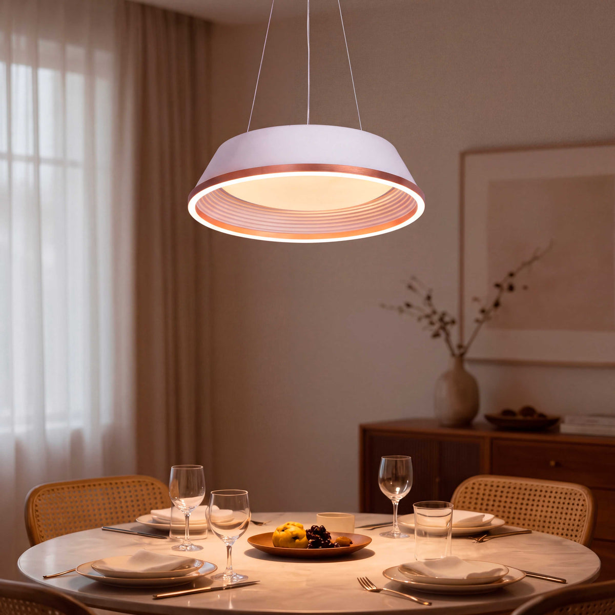 LÁMPARA COLGANTE LED SIENA WHITE GOLD + CONTROL REMOTO