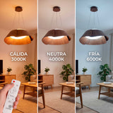 LÁMPARA COLGANTE LED LOTO EFECTO NOGAL + CONTROL REMOTO