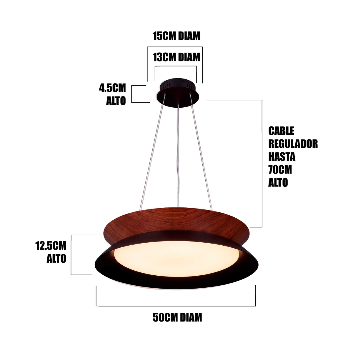 LÁMPARA COLGANTE LED HANNA BLACK WOOD + CONTROL REMOTO