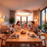 LÁMPARA COLGANTE LED HANNA WHITE WOOD + CONTROL REMOTO