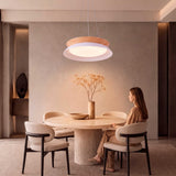 LÁMPARA COLGANTE LED HANNA WHITE WOOD + CONTROL REMOTO