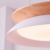 LÁMPARA COLGANTE LED HANNA WHITE WOOD + CONTROL REMOTO