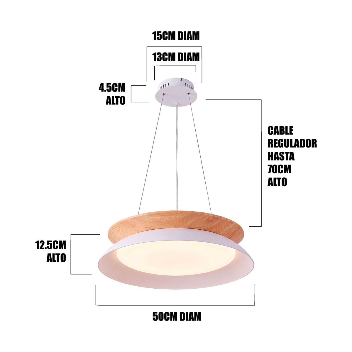 LÁMPARA COLGANTE LED HANNA WHITE WOOD + CONTROL REMOTO