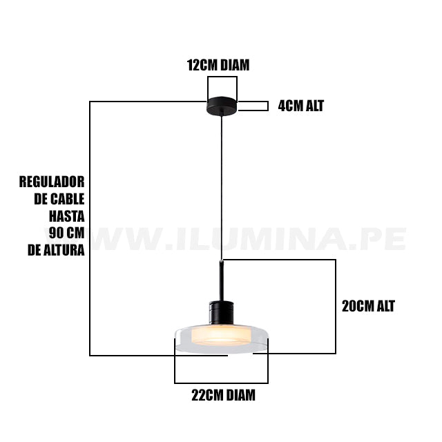 D7677 LÁMPARA DE TECHO COLGANTE VIDRIO ARENE