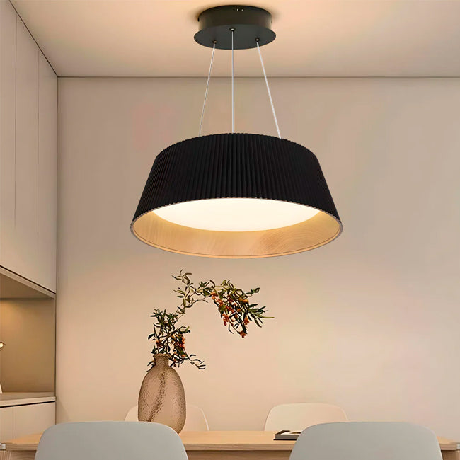 LÁMPARA COLGANTE DEVORA LED BLACK AND WOOD + CONTROL REMOTO